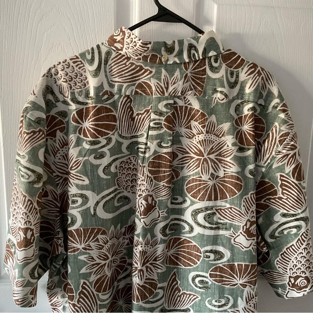 REYN SPOONER Green and Brown Floral Button Down HAWAIIAN SHIRT NEVER WORN 3X - Picture 6 of 11